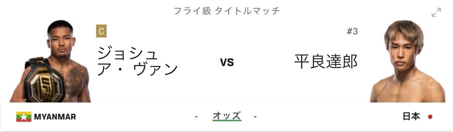 UFC 327 ジョシュア・ヴァンvs平良達郎